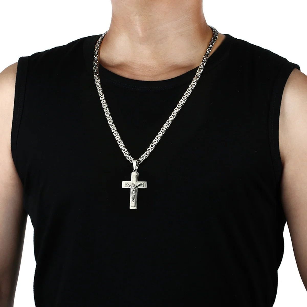 Divine Faith Stainless Steel Jesus Cross Necklace ATHLEXES
