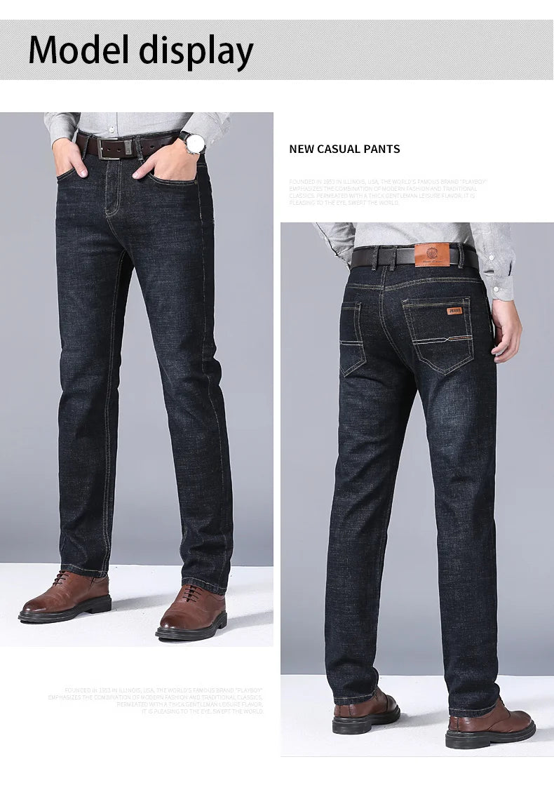 Classic Slim Fit Black Biker Jeans for Men ATHLEXES