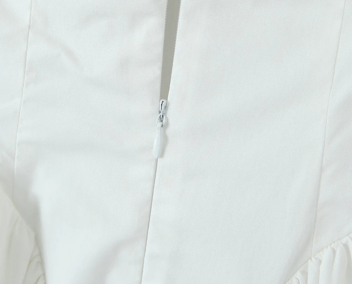 Chic White Backless Halter Dress for Summer Events ATHLEXES