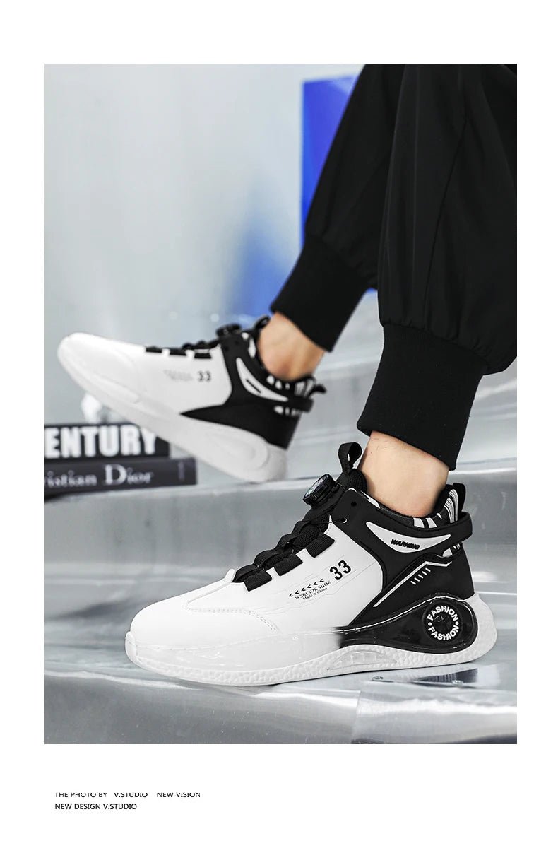 Mens Sneakers with Rotating Buckle Comfy Non Slip Lace up Durable Shoes for Mens Outdoor Activities ATHLEXES