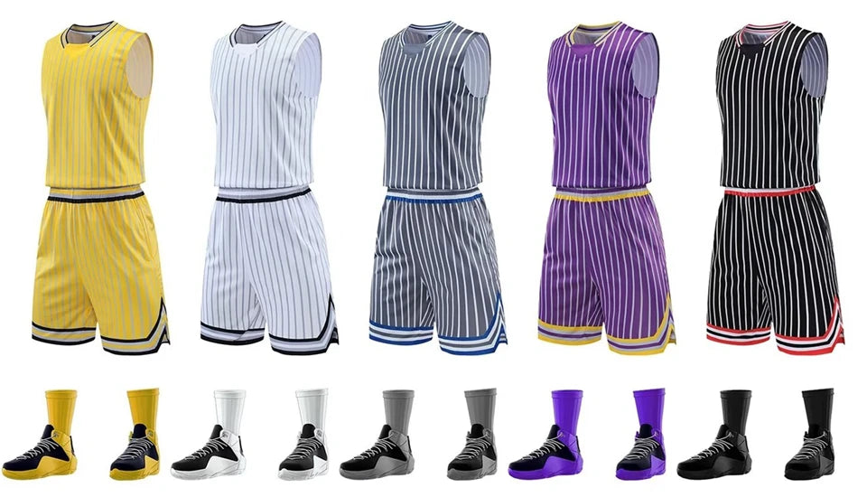 Custom Stripe Basketball Jersey Set for All Ages ATHLEXES