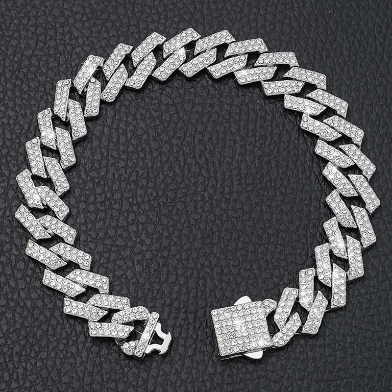 15MM Rhombus Diamond Cuban Collar for Stylish Pet Walks ATHLEXES