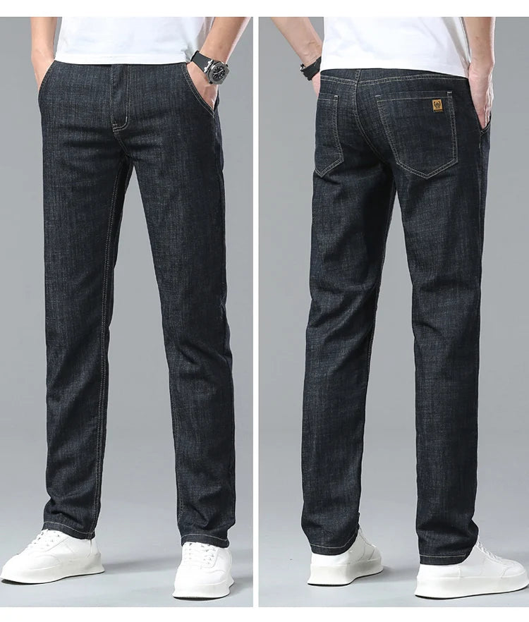 Light Blue Casual Denim Straight Fit Trousers ATHLEXES