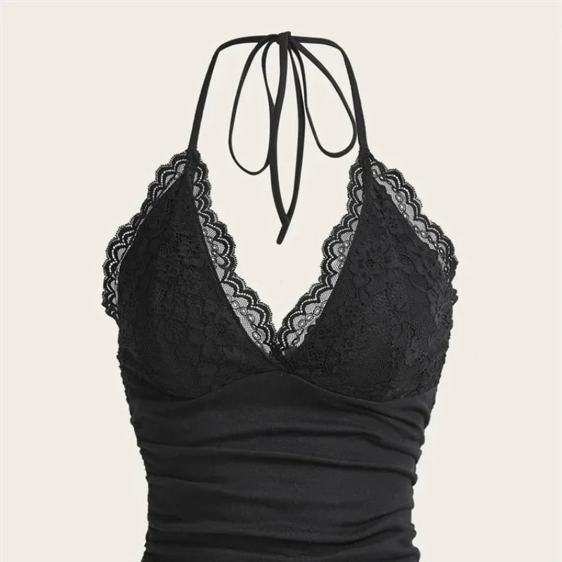 Gothic Lace Halter Top for Edgy Street Style ATHLEXES