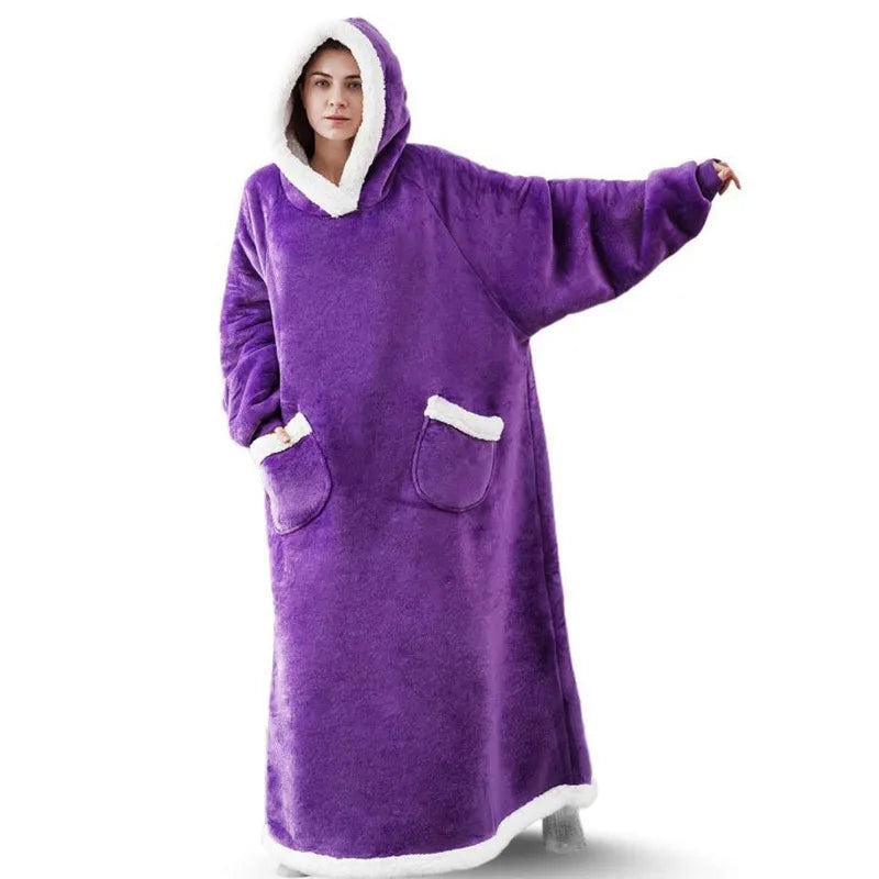 CozySleeve Oversized Flannel Hoodie Blanket for All Seasons ATHLEXES