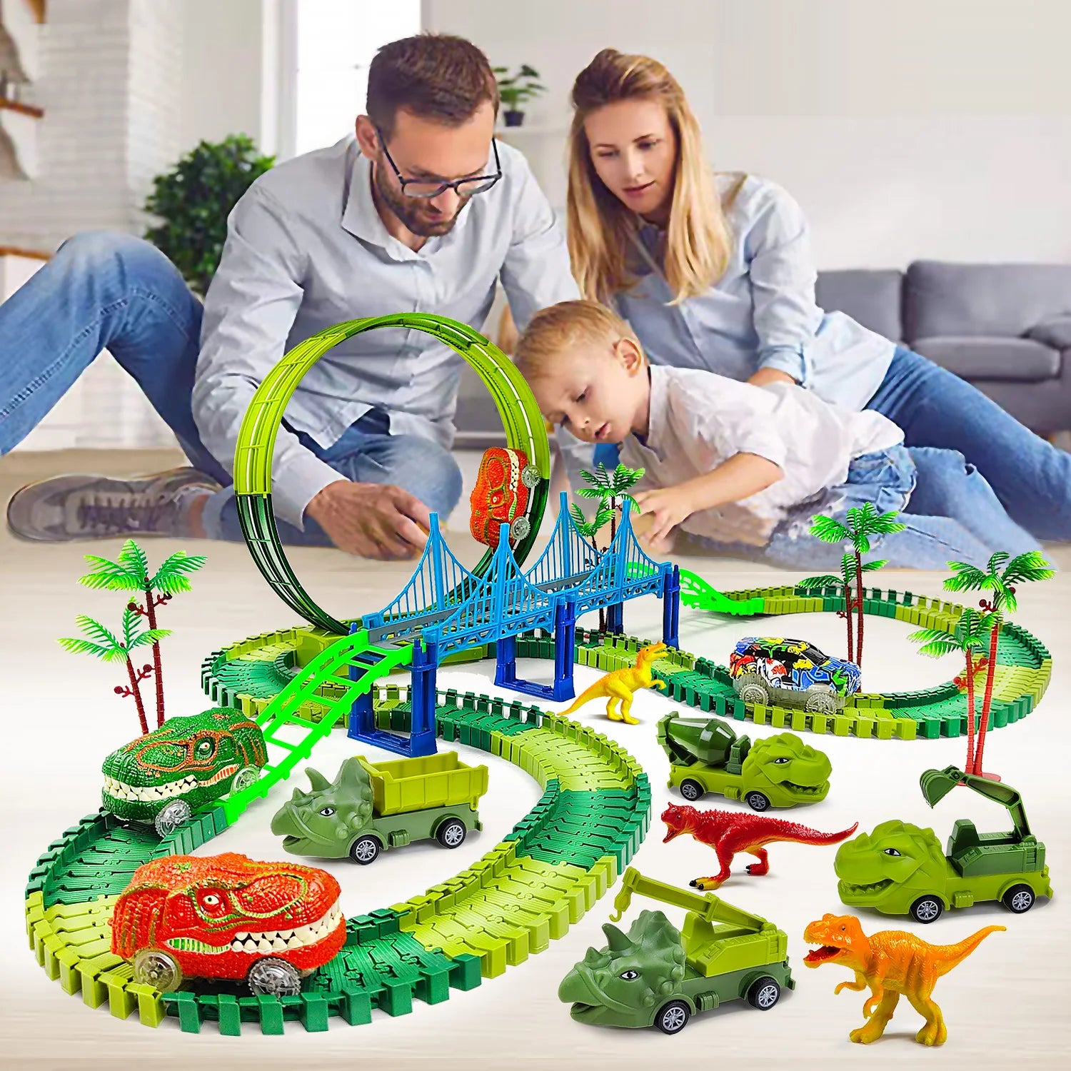 DinoTrack Electric Climbing Race Car Set for Kids ATHLEXES