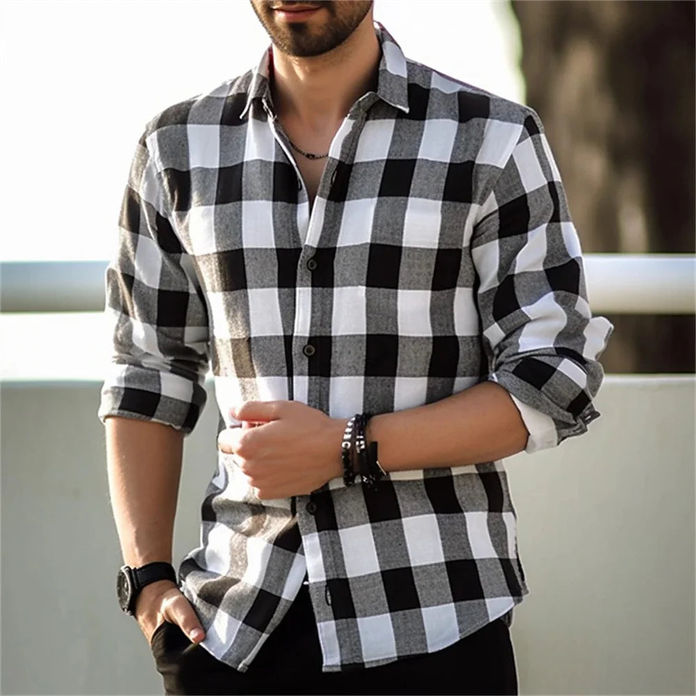 Plaid Luxe Lapel Cardigan for Men - Casual Elegance ATHLEXES