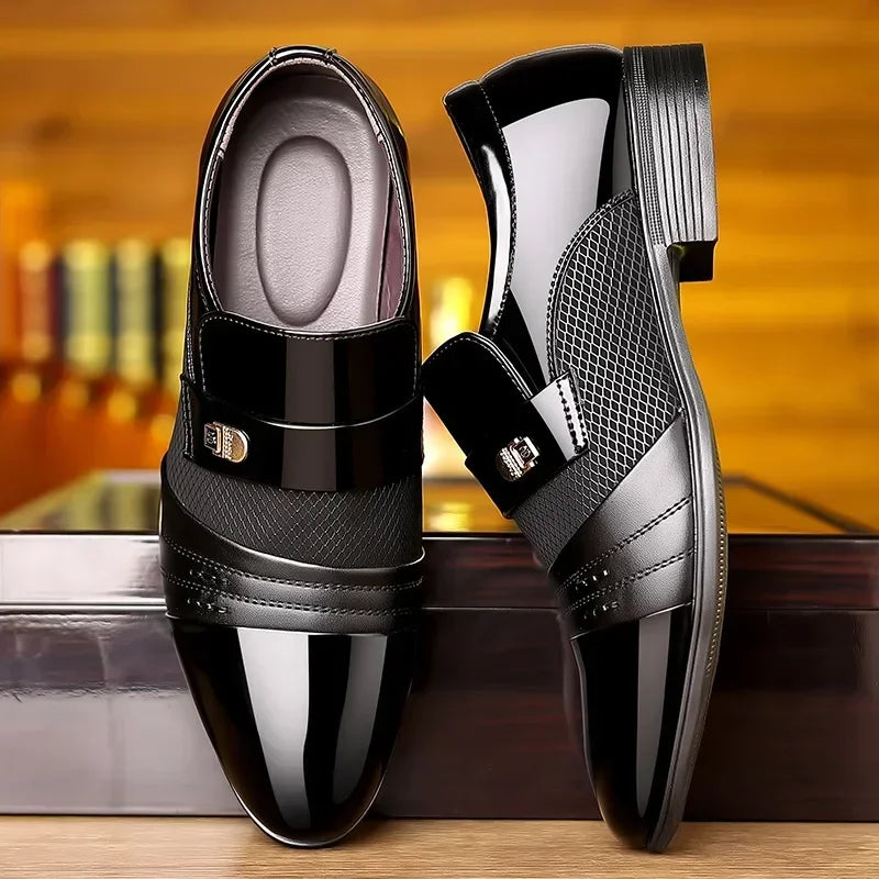 Classic Black Pointed Toe Leather Loafers for Men ATHLEXES