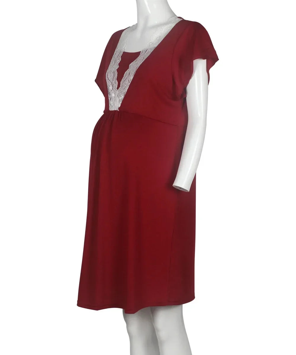 Chic Lace Maternity Nursing Pajamas Set ATHLEXES