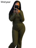 Elegant Street Style Women's Long Sleeve Tops & Flare Pants Set ATHLEXES