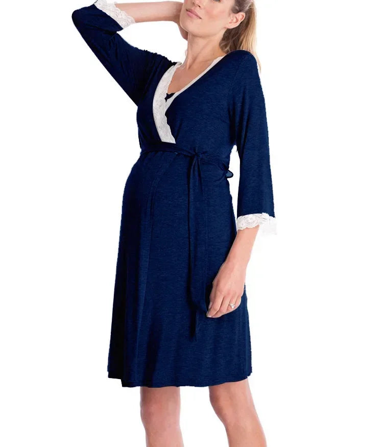 Chic Lace Maternity Nursing Pajamas Set ATHLEXES