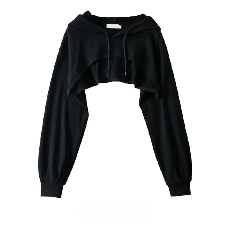 Chic Y2K Irregular Crop Hoodie for Trendy Women ATHLEXES