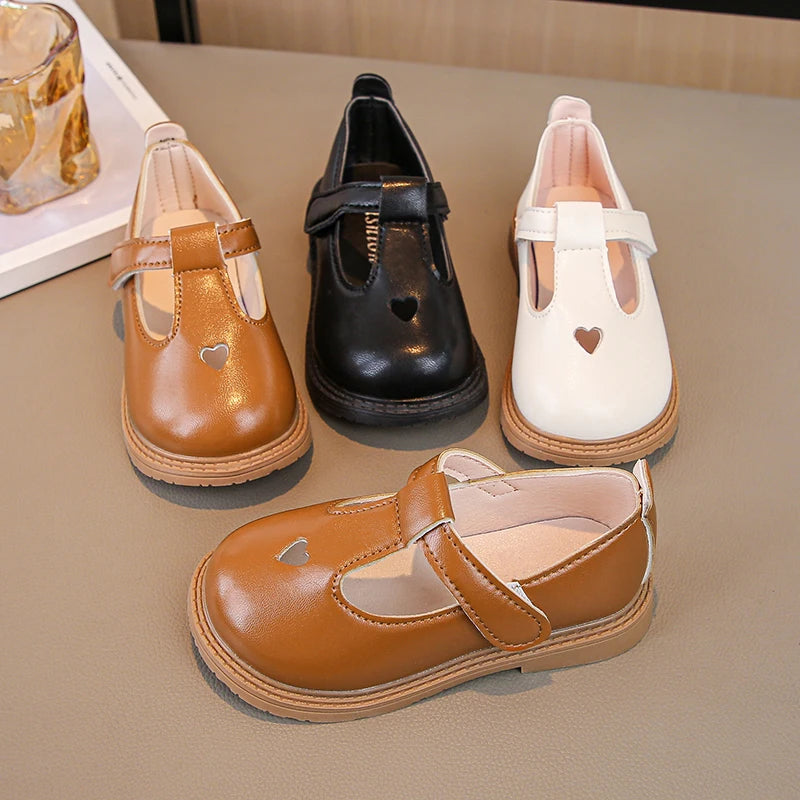 Charming Heart Princess Leather Flats for Kids ATHLEXES