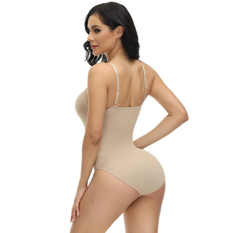 Super Sale V Neck Spaghetti Strap Bodysuit Compression Body Suits Open Crotch Shapewear Slimming Body Shaper Smooth Out Bodysuit ATHLEXES