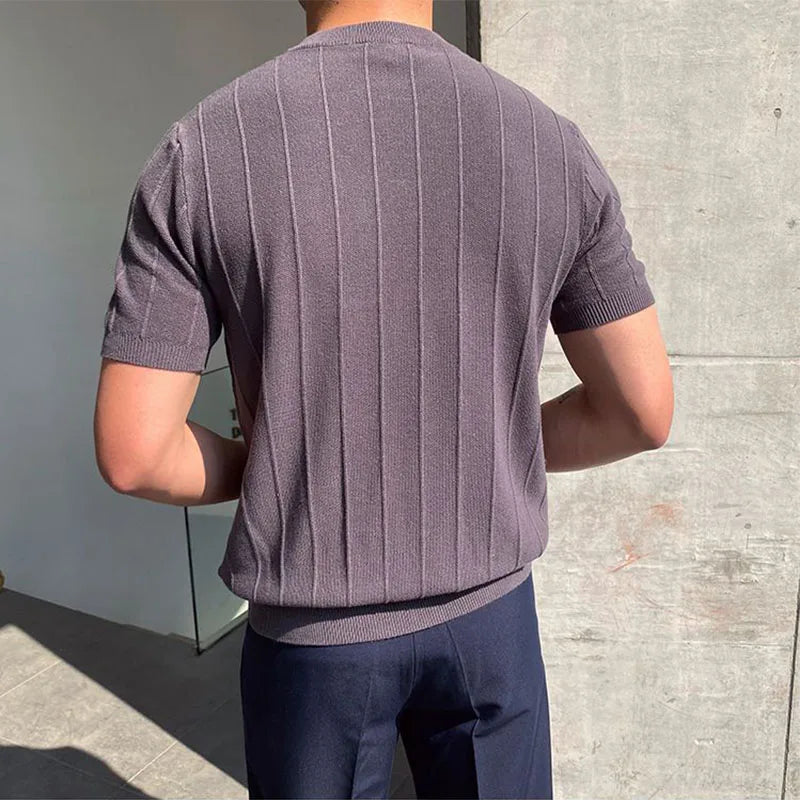 Korean Business Casual Summer Knit T-Shirt for Men ATHLEXES