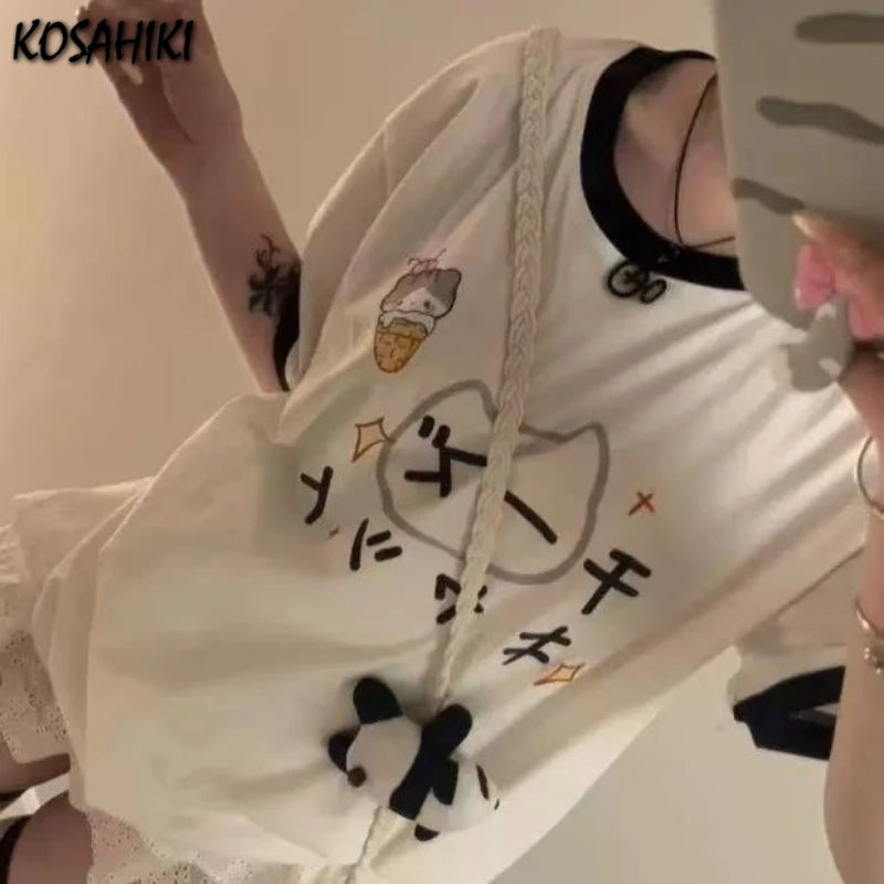 Kawaii Contrast Patchwork Graphic Tee ATHLEXES
