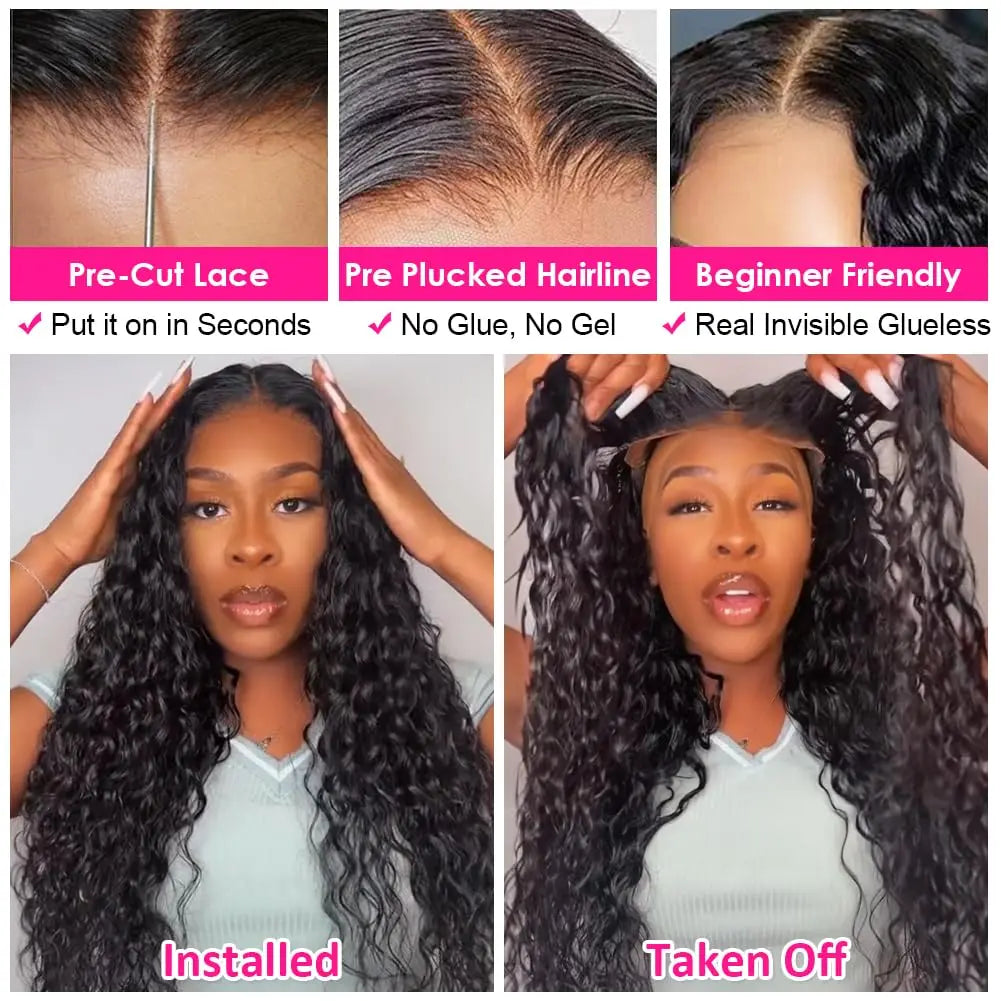 GlamWave Glueless Deep Wave Human Hair Wig ATHLEXES