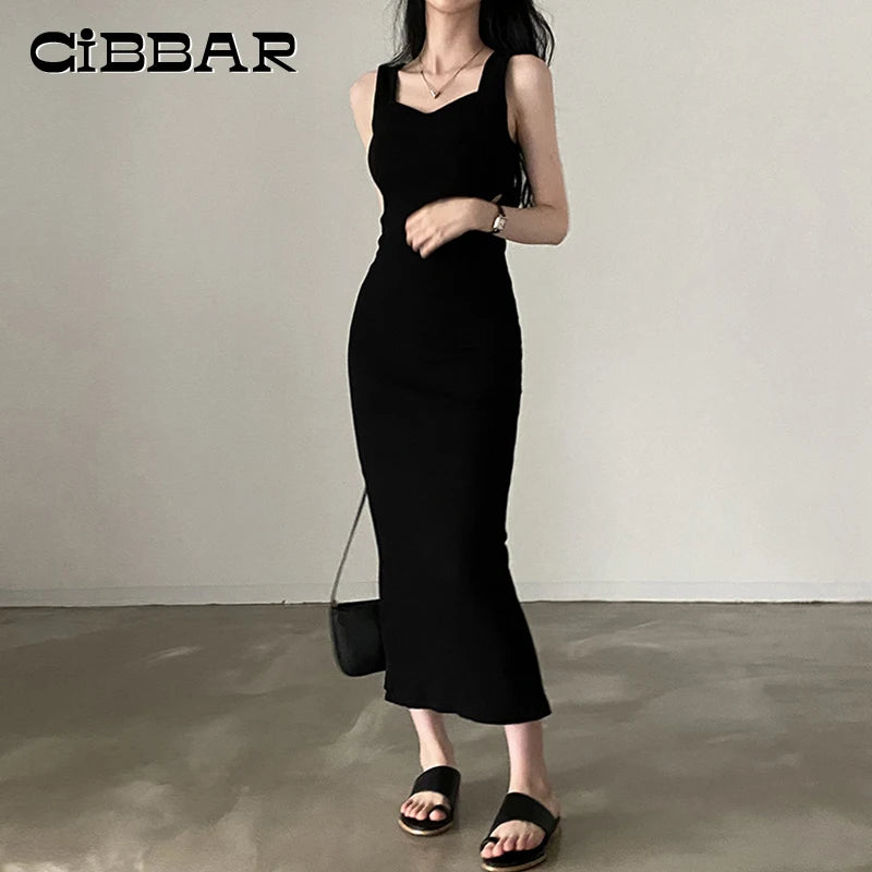 Korean Knit Square Collar Summer Dress ATHLEXES