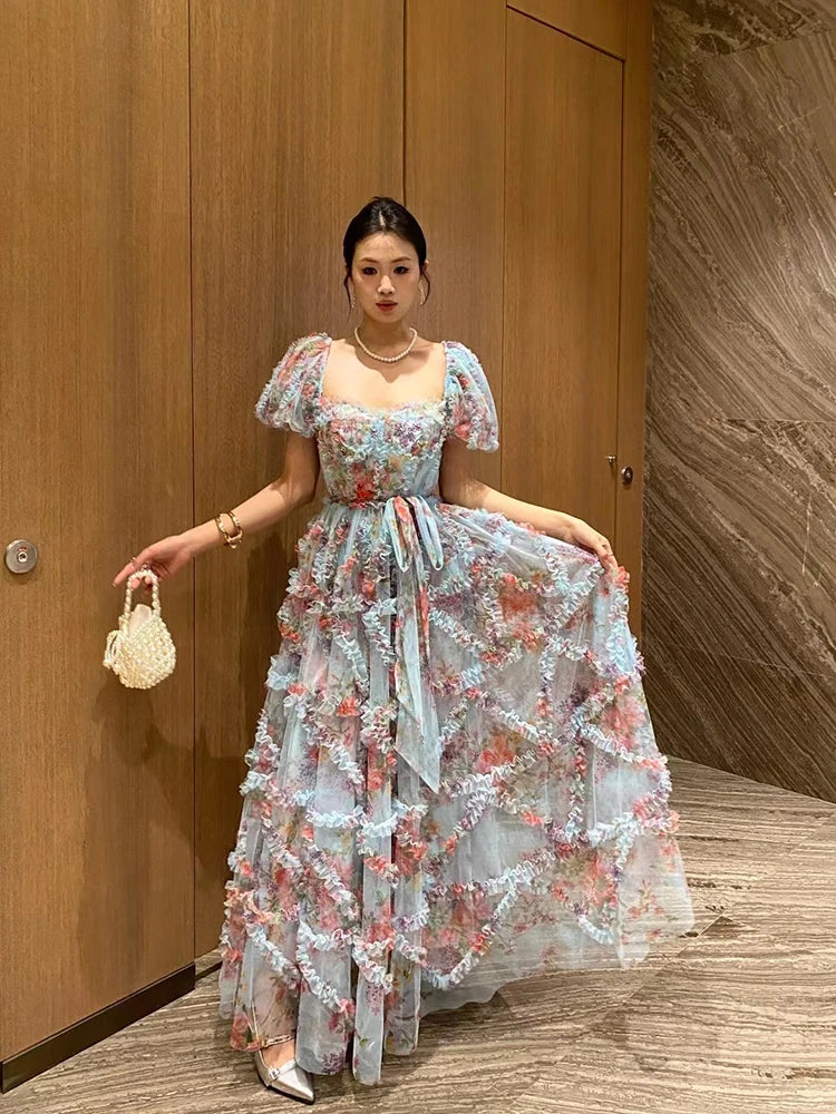 Chic Floral Patchwork Mesh Dress for Women ATHLEXES