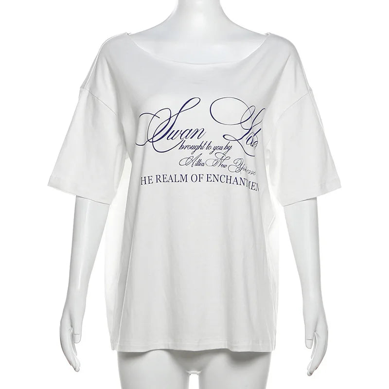SummerStyle Chic Skew Collar T-Shirt for Women ATHLEXES