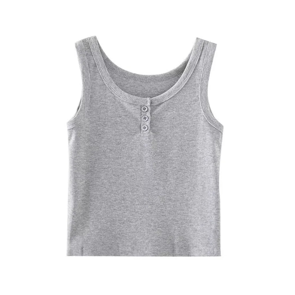 Chic Ribbed Button-Down Tank Top for Women ATHLEXES