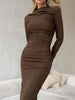 Velvet Elegance Slim Fit Long Sleeve Dress ATHLEXES
