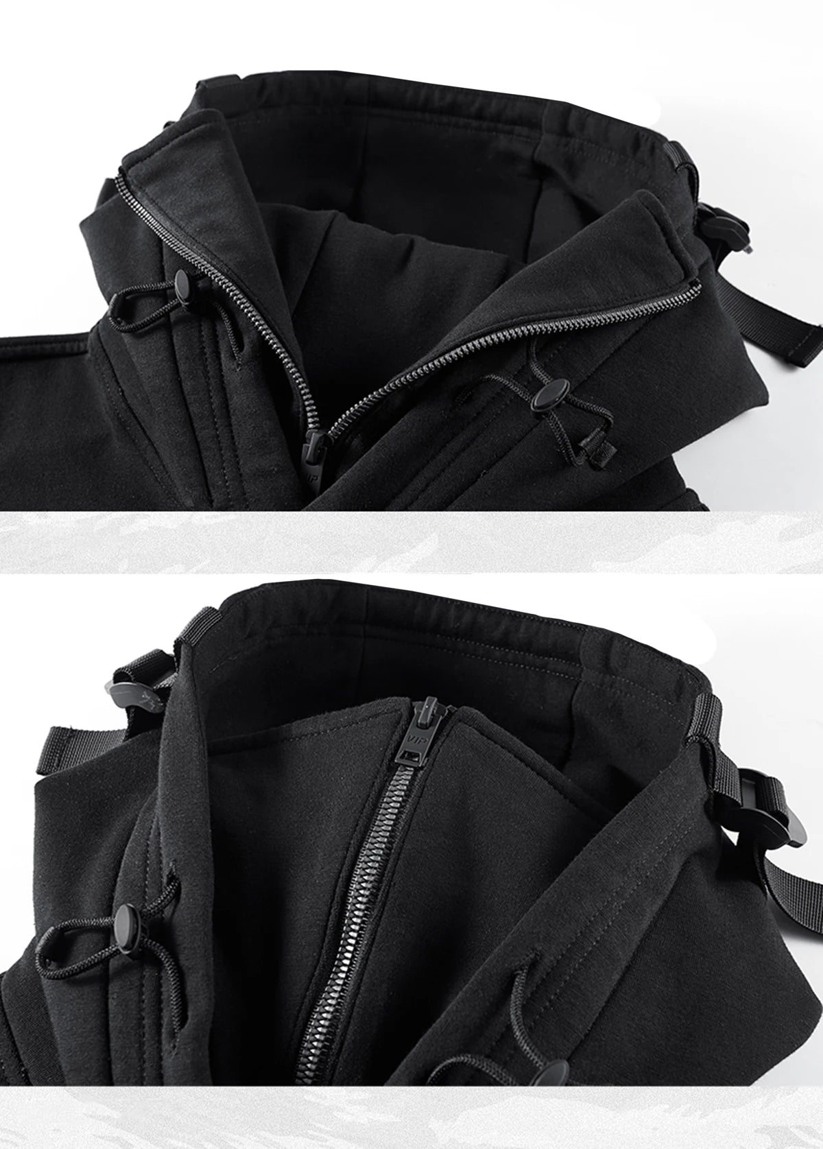 Men's Techwear Cyberpunk Zip Up Hoodie with High Neck Mask ATHLEXES