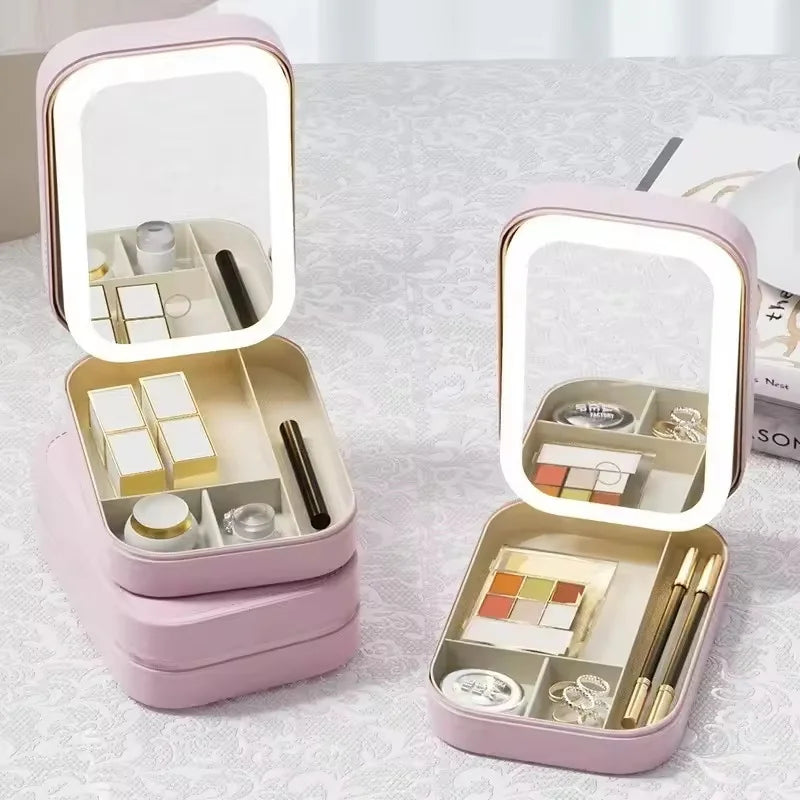 LuxeGlow Portable LED Makeup Mirror Case ATHLEXES