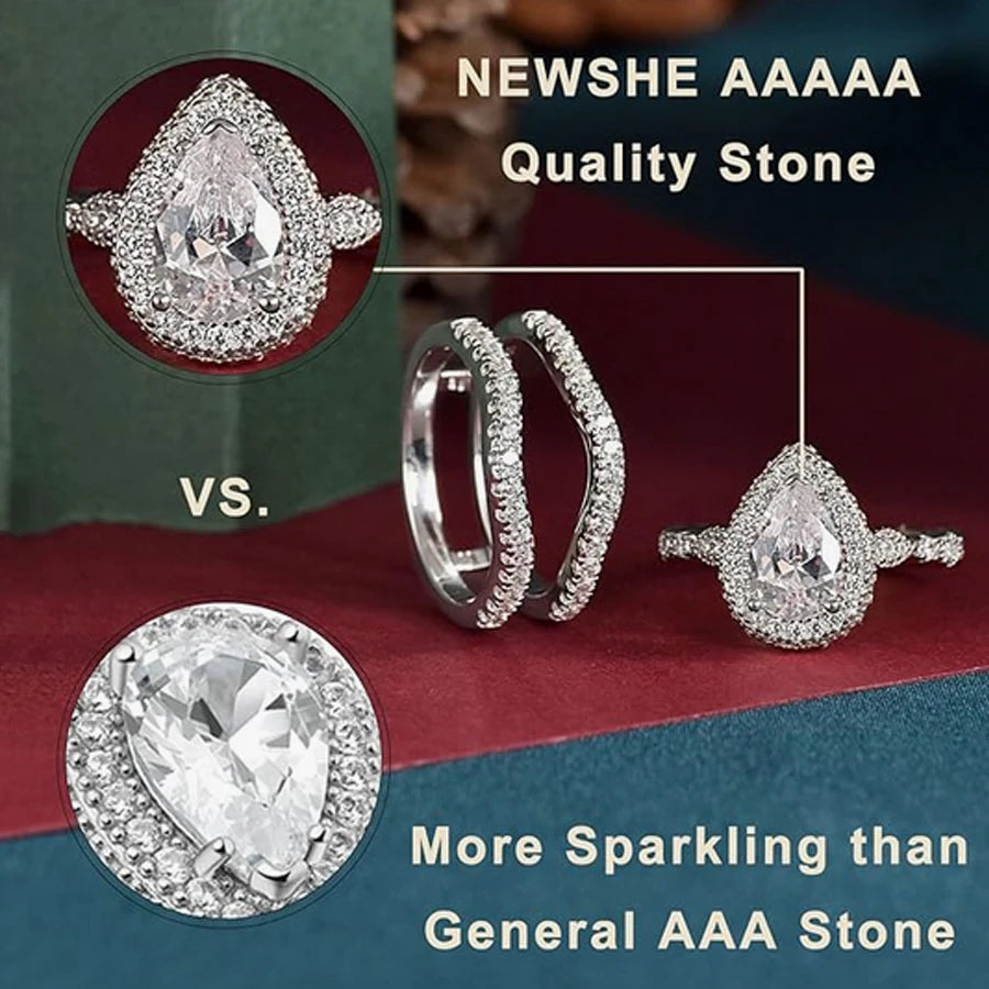 Newshe Sterling Silver Pear Cut Ring Enhancer Set ATHLEXES