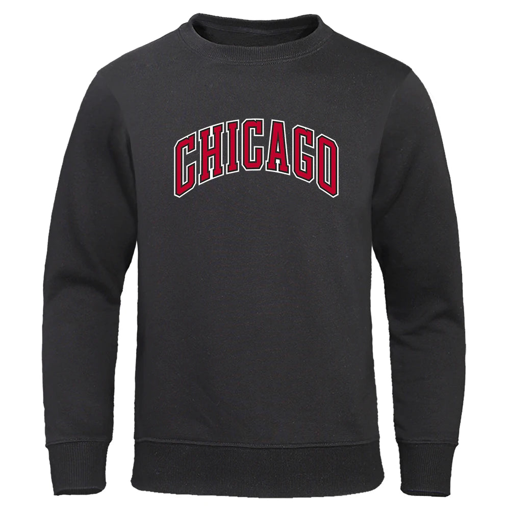 Chicago City Letter Print Hip Hop Hoodie for Men ATHLEXES