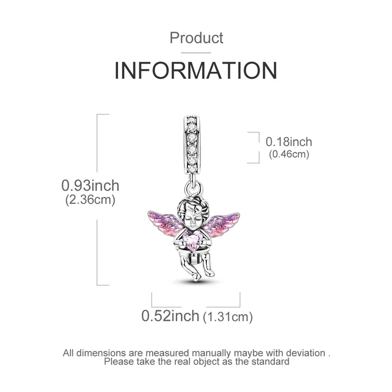 Pink Heart Zircon Angel Charm Pendant ATHLEXES