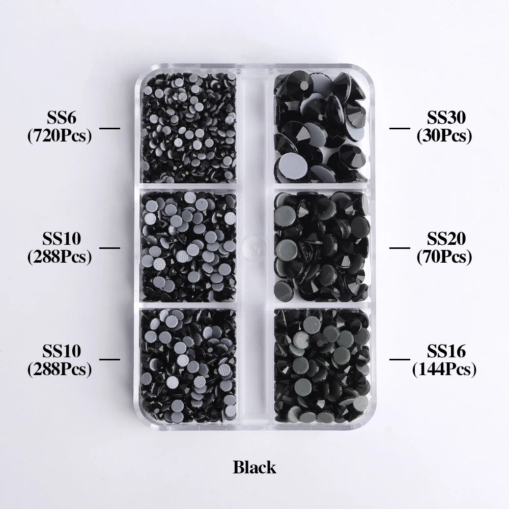 GlamCrystal 1540Pcs Hotfix Glass Rhinestones Set SS6-SS30 ATHLEXES