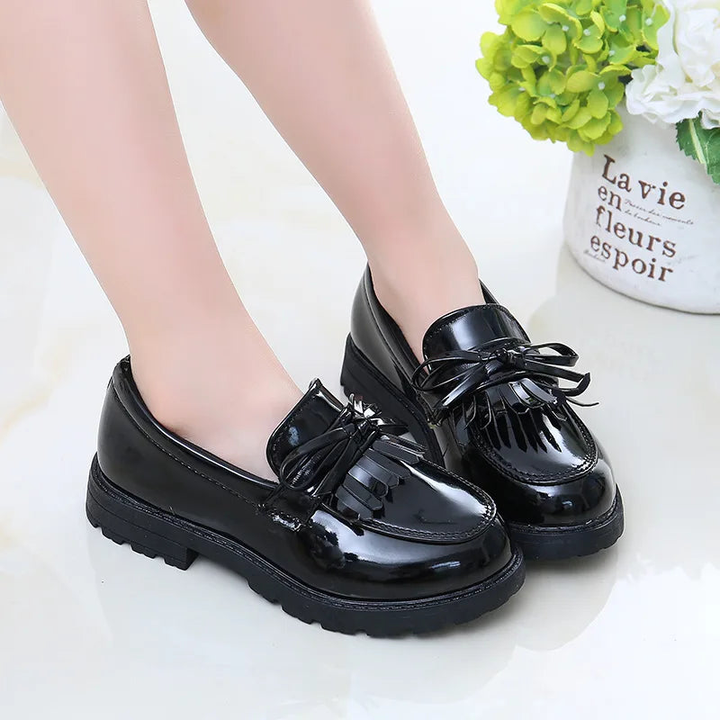 Elegant Bow-Knot Leather Flats for Girls' Events ATHLEXES