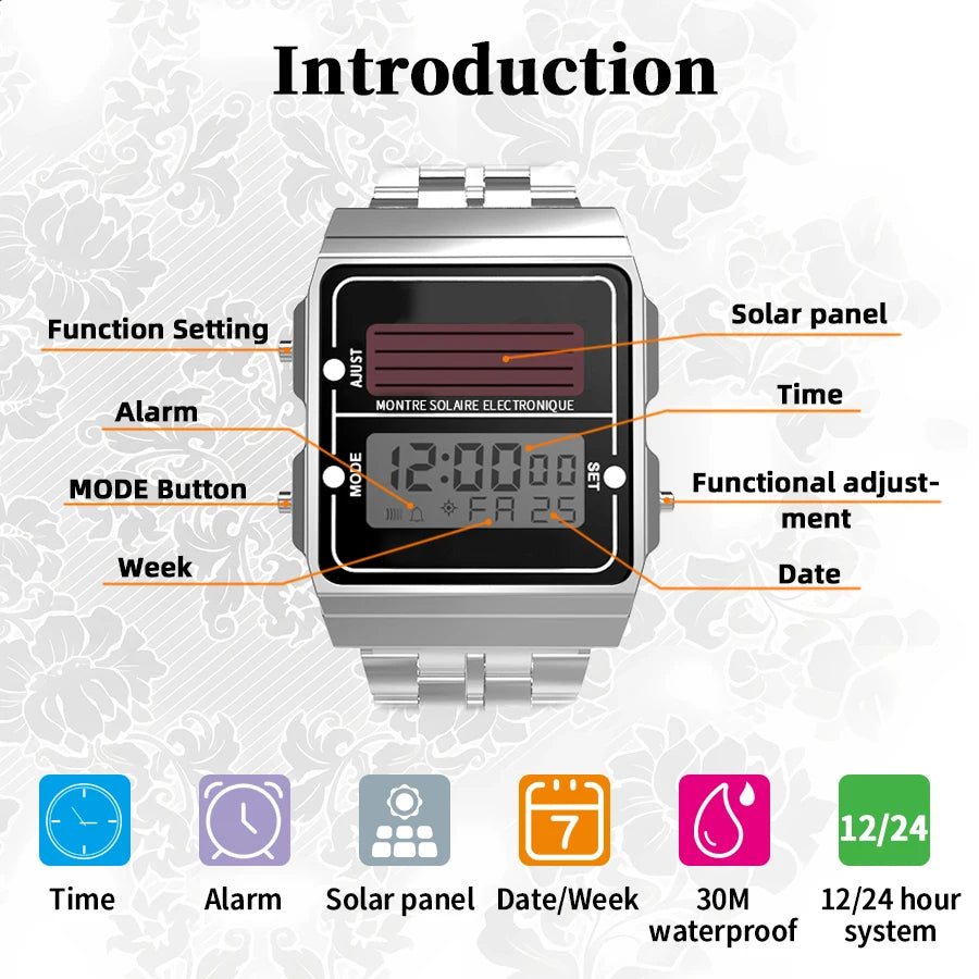 SolarSport Retro Digital Chronograph Watch ATHLEXES