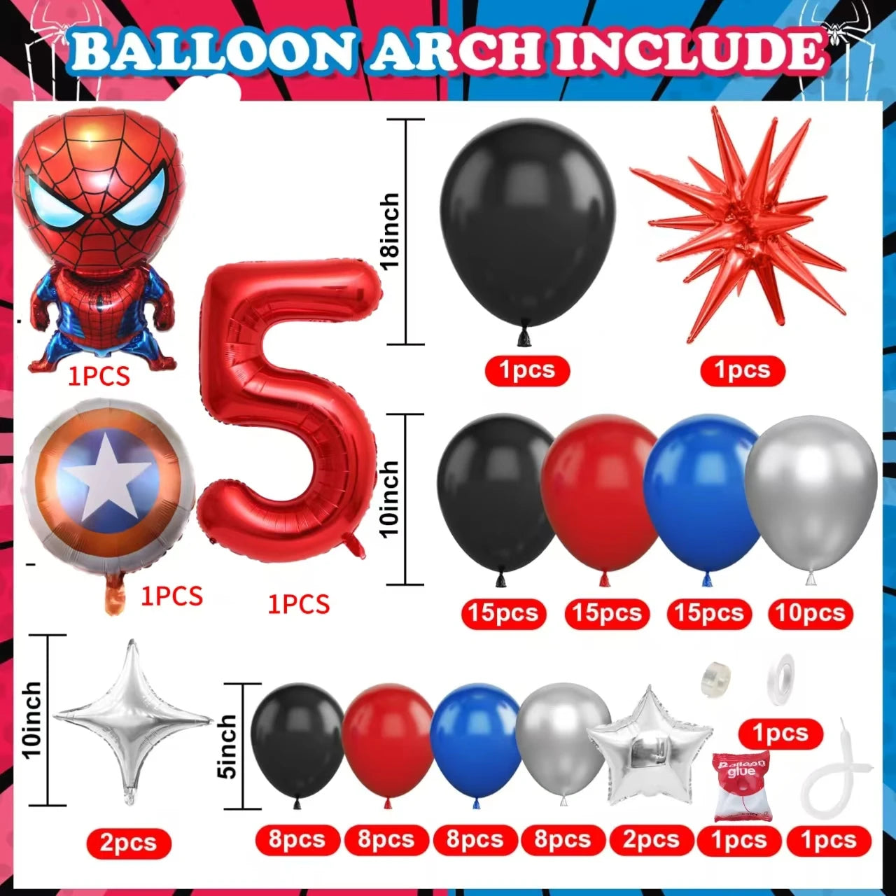 Spiderman Superhero Balloon Garland Kit ATHLEXES