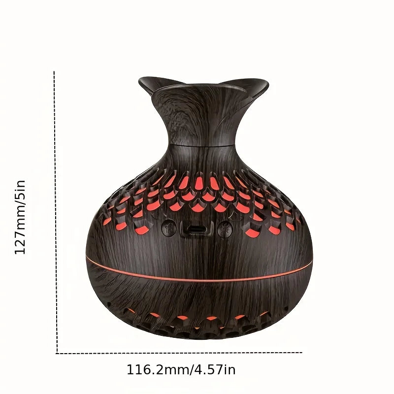 300ml Wooden Vase Colorful Light Cool Mist Air Humidifier ATHLEXES
