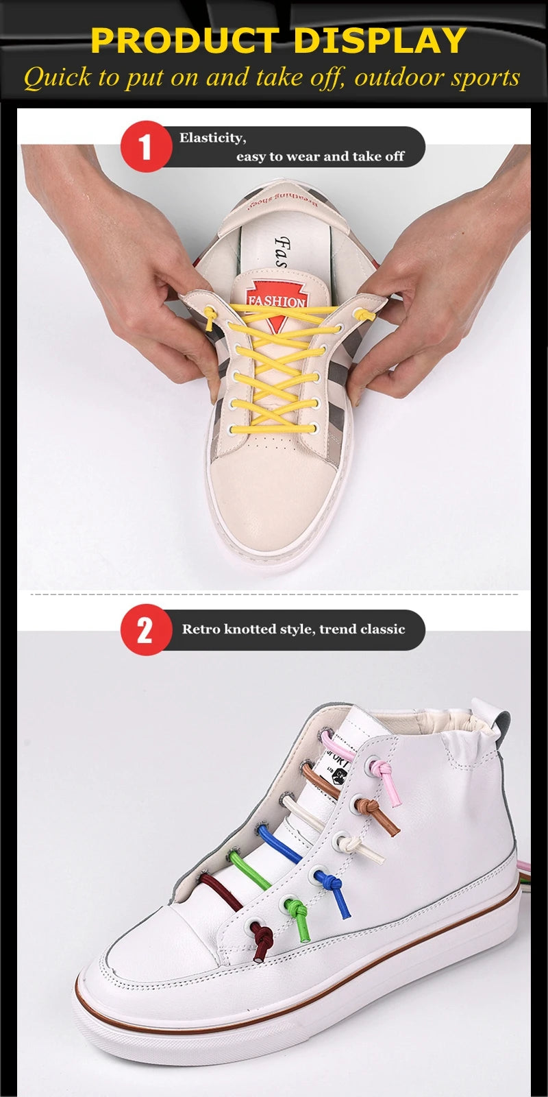 LazyLace Semicircle No-Tie Elastic Shoelaces ATHLEXES