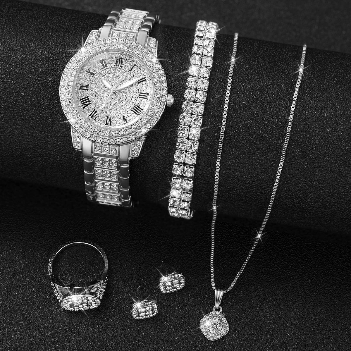 Diamond Elegance Quartz Watch Set for Women ATHLEXES