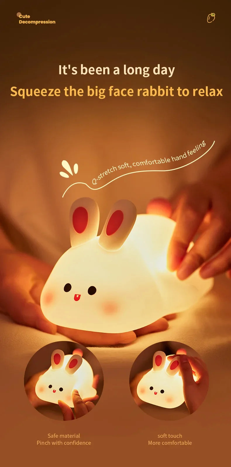 Cute Rabbit LED Night Light for Kids ATHLEXES