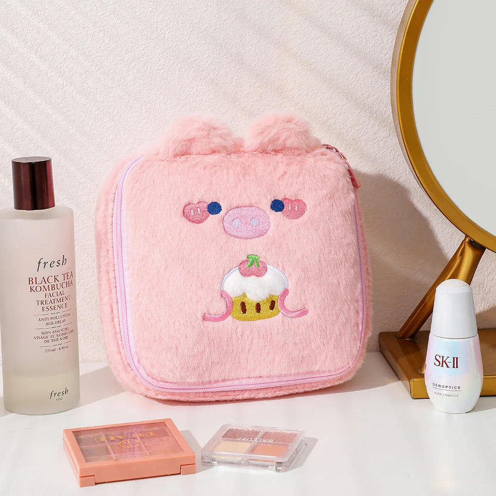 Charming Rabbit Ear Plush Makeup Bag for Girls ATHLEXES
