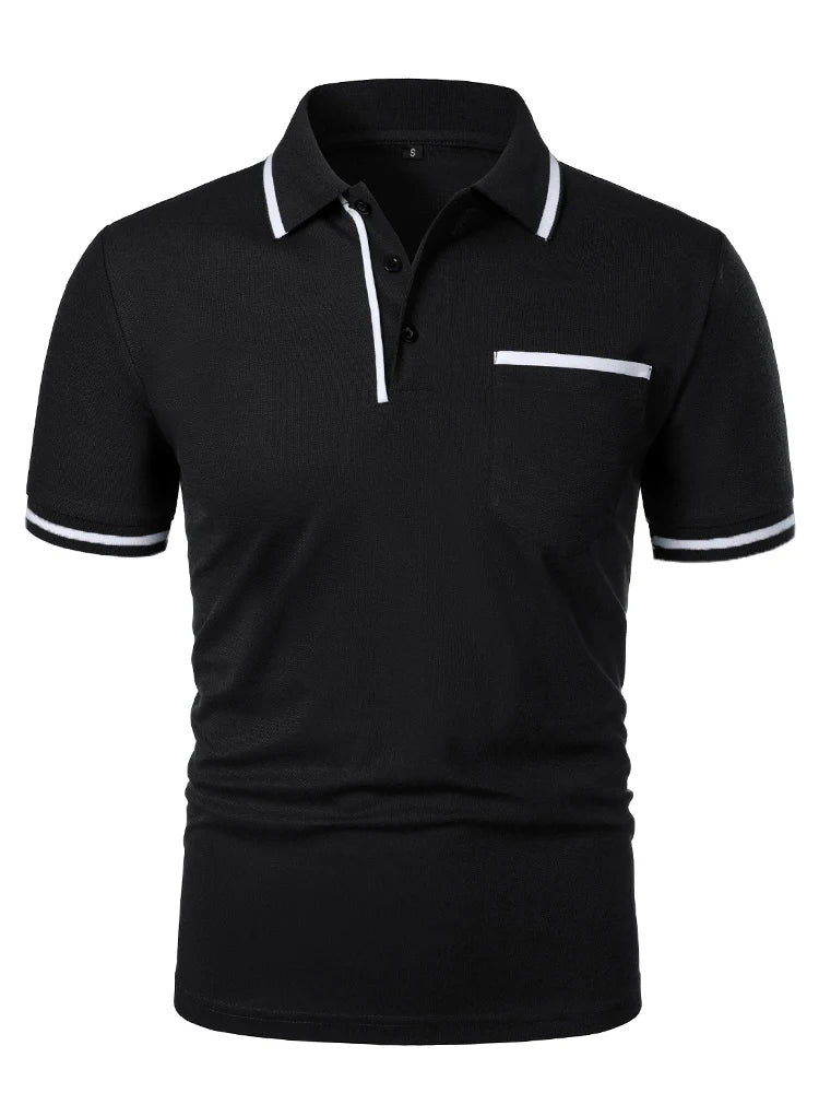 Luxe Lapel Solid Color Men's Short Sleeve Polo ATHLEXES