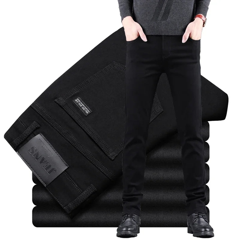 Korean Style Black Slim Fit Jeans for Men ATHLEXES