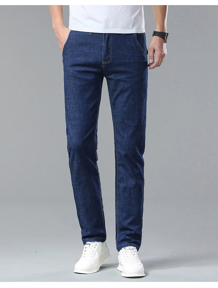 Light Blue Casual Denim Straight Fit Trousers ATHLEXES