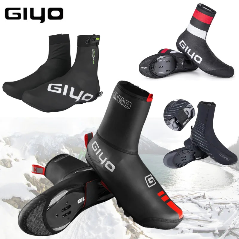 GIYO Windproof Waterproof Fleece Cycling Shoe Covers for All Seasons ATHLEXES