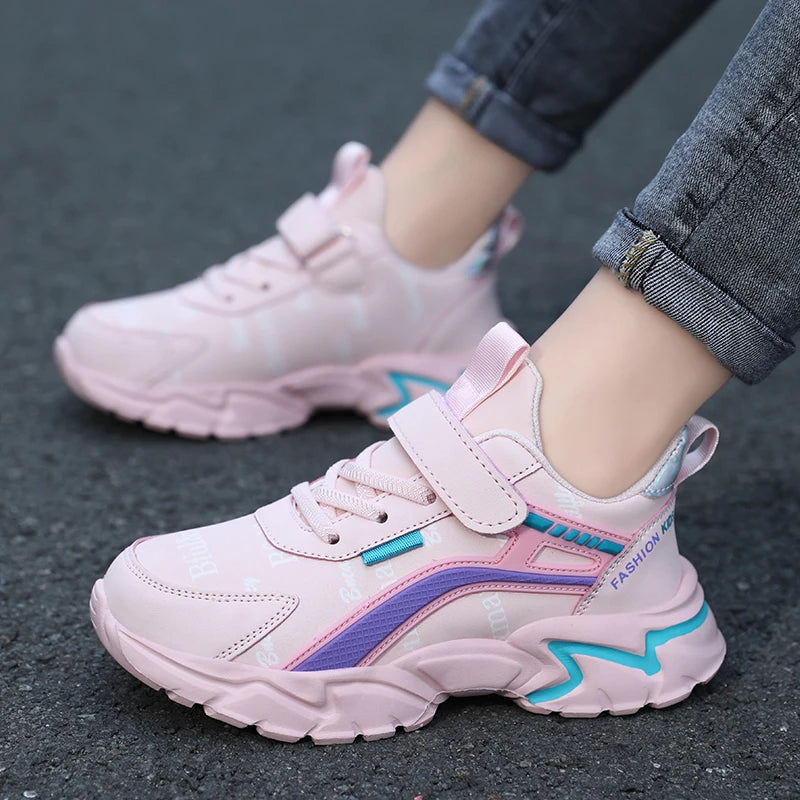 Chic Pink Girls Leather Sport Sneakers ATHLEXES