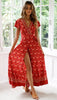 Chic V Neck Summer Slit Maxi Dress for Women ATHLEXES