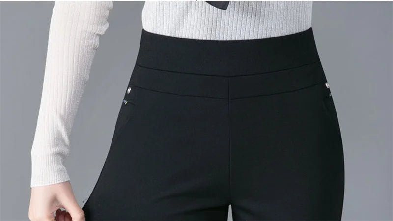 Mom Pants Female 2024Autumn Winter New Thickening High Waist Elastic Straight Casual Trousers Middle-Aged Elderly Women's Pants ATHLEXES