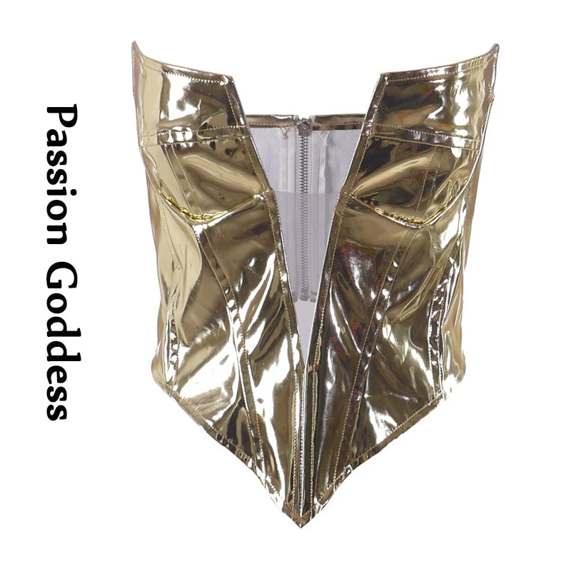 Goddess Glam Metallic Corset Top ATHLEXES