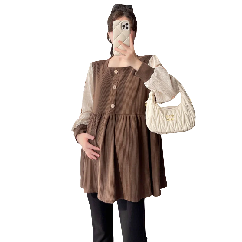 Chic Spring Maternity Patchwork Blouse ATHLEXES
