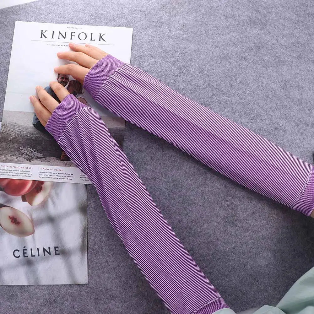 CoolComfort Striped Arm Warmers for Outdoor Activities ATHLEXES